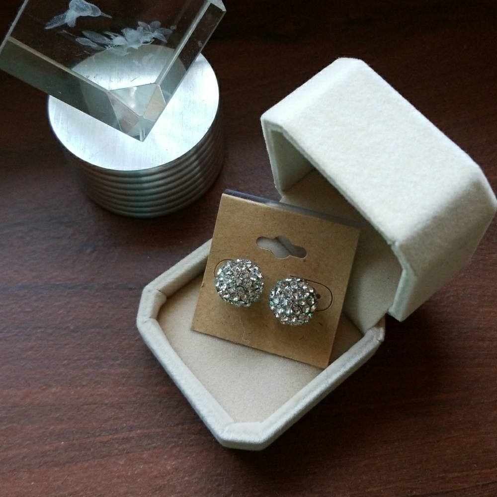 Rhinestone ball earrings